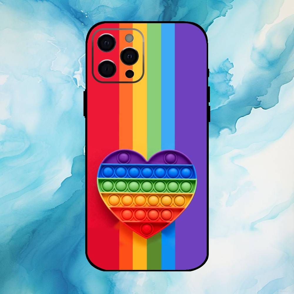 

Pop Fidget Reliver Stress Toys Rainbow Phone Case For iPhone17,16,15,14,13,12,11 Plus,Pro Max Soft Black Cover iPhone13PRO