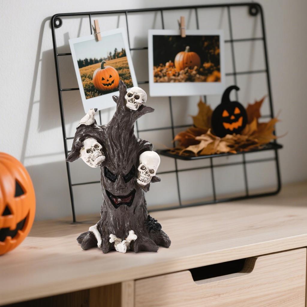 Halloween Tree Statue With Decoration, Tree Skeleton Statue (for Holiday Decoration), Halloween Interior Decoration (for Tabletop Mantel Decoration)