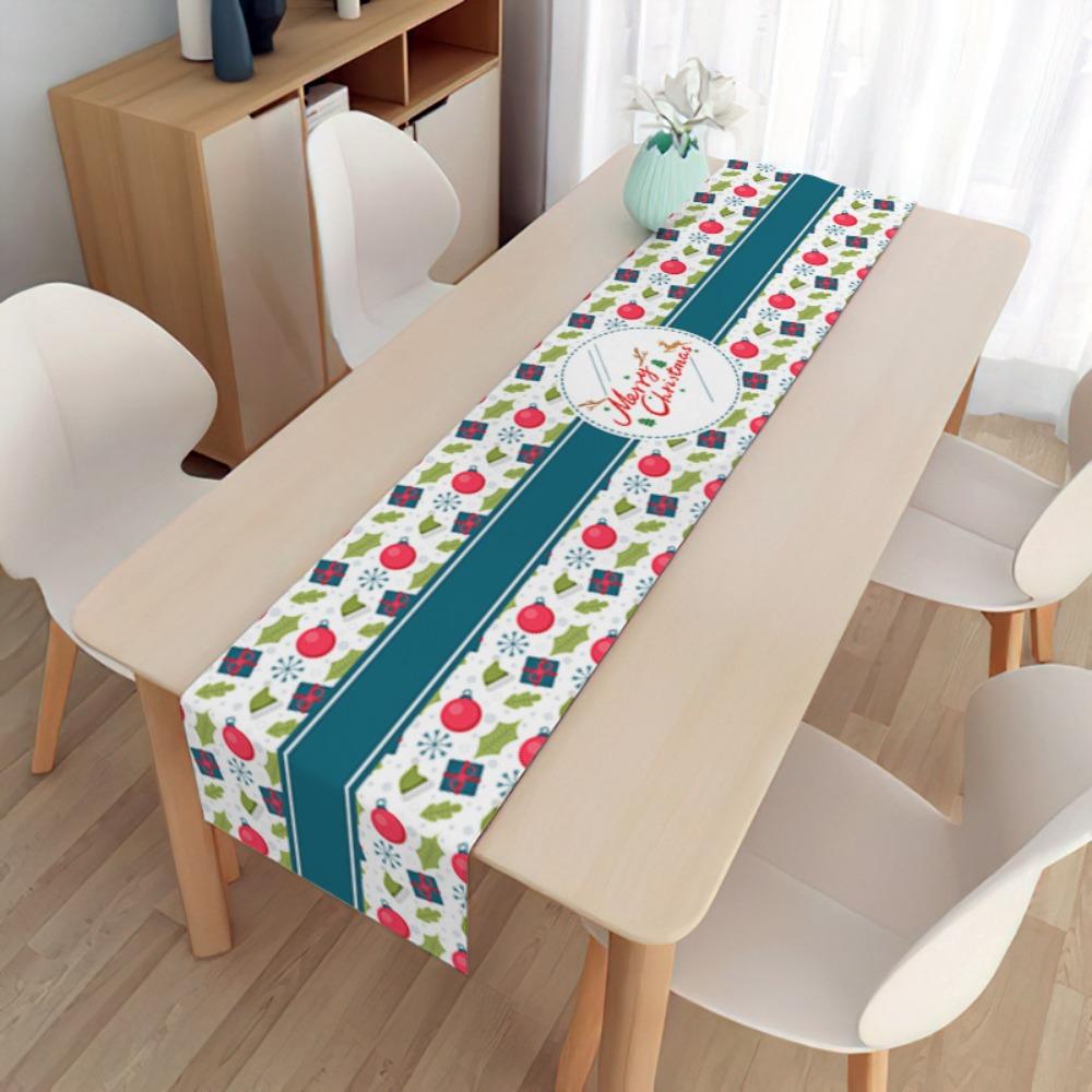 2pcs Christmas Decorative Tablecloth Holiday Gifts Household Long Tablecloth Placemat Linen Table Flag