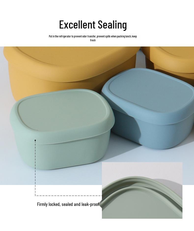 Food-Grade Silicone Microwaveable Bento Box - High-Temperature Resistant & Fresh-Keeping