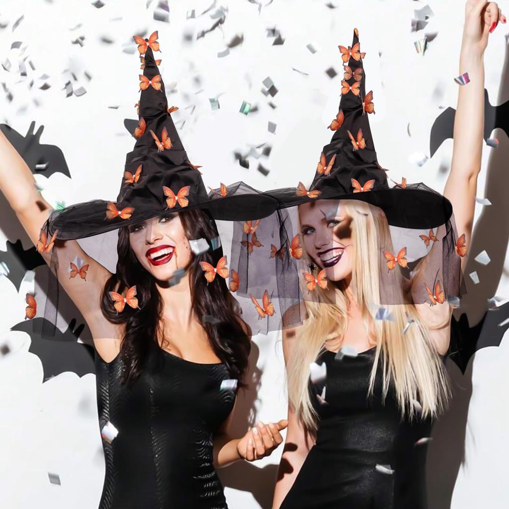 Halloween Women's Witch Hats, Folded Pointed Hats, Wide-brimmed Witch Hats Are For Adult Halloween And Stage Performances.