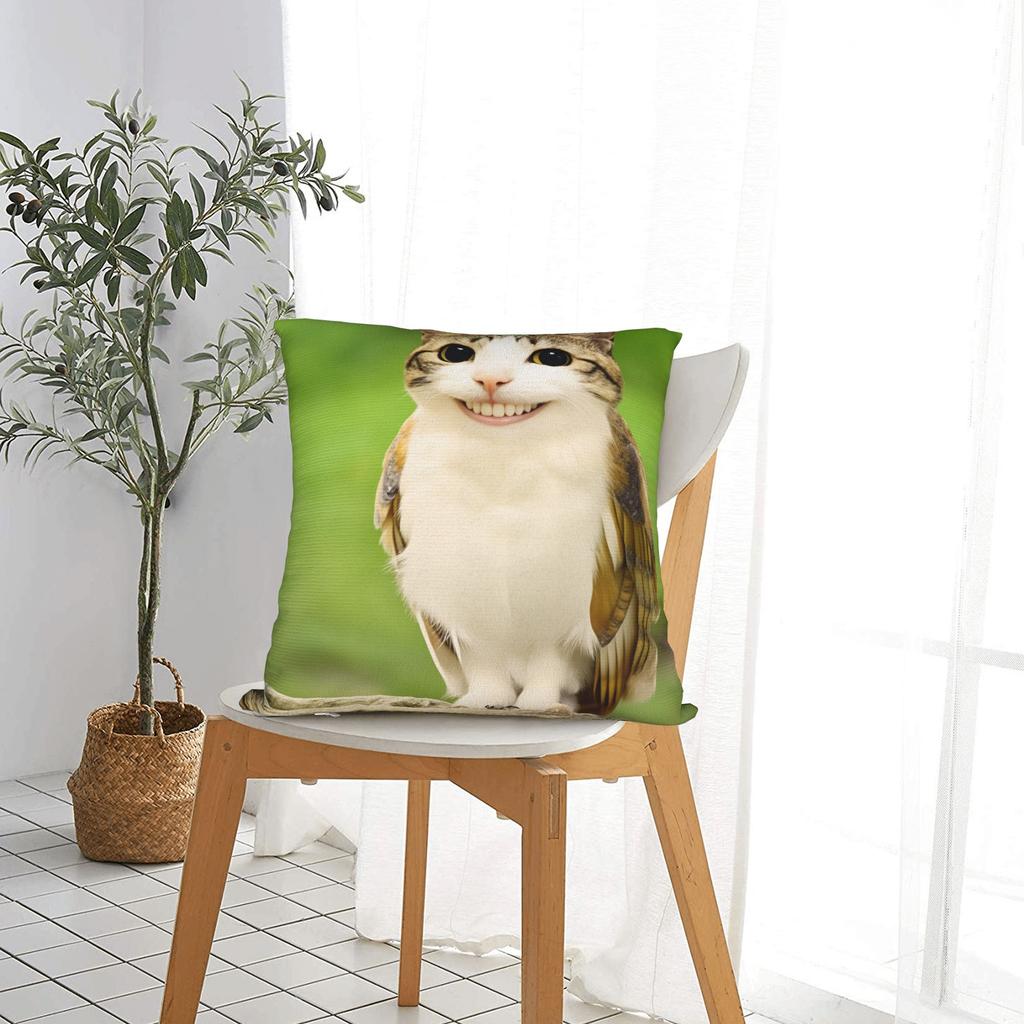 Funny Smiling Meowl Cat (2) Pillow Case Morden Pillow Cover Design Pillowcases For Sofa Bedroom Home Decor