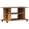 TV Stand with Casters Rustic Wood Look 80 X 40 X 45 Cm Engineered Wood