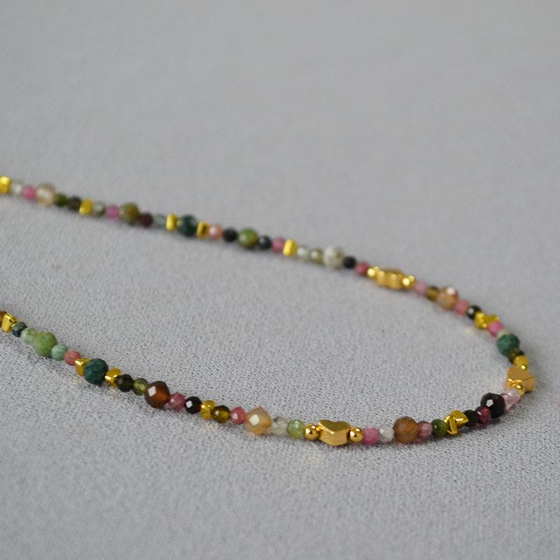 Colorful Tourmaline Heart Necklace - Japanese & Korean Inspired High-End Design
