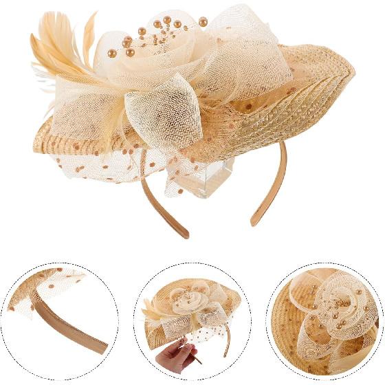 MAGICLULU Wedding Bridal Decorative Hat with Plumes and Mesh, Formal Bridal Headwear for Women, Elegant Party Hair Accessory for Weddings and Special