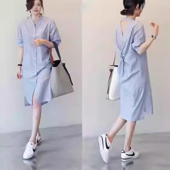 

Летнее длинное платье из корейского хлопка и льна 2025 года с лацканом и завязками 2XL