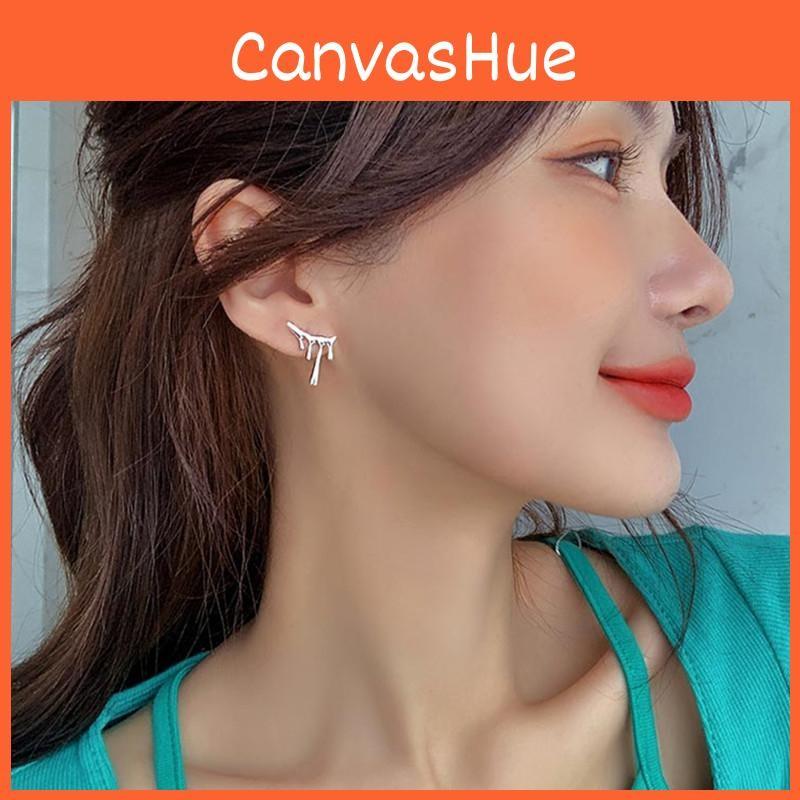 Silver Alloy Trendy Womens Asymmetric Earrings Geometric Design Fashion