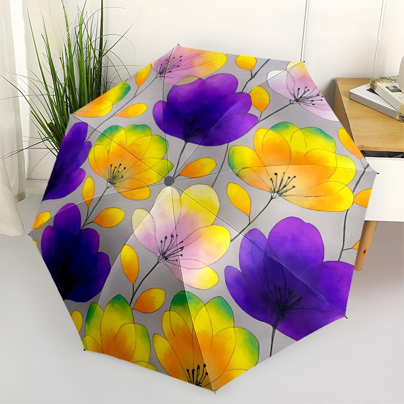 

1pc Floral Pattern Umbrella Portable Folding Umbrella Durable Iron Frame, Suitable for All Seasons Home Travel Outdoor yy260319066