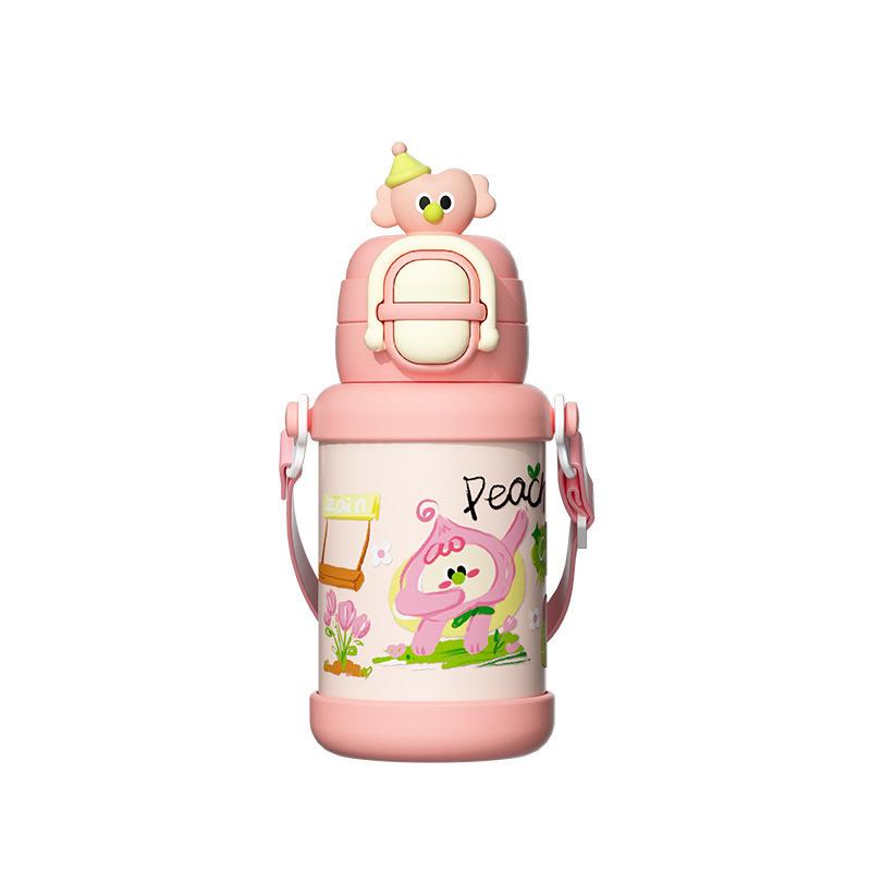 

High-value children s special vacuum thermos cup anti-drop large-capacity water cup food-grade portable straw cup 500ml
