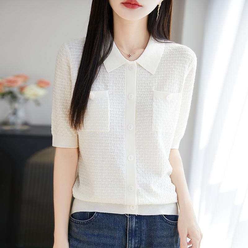 Leichte Strickjacke für Damen aus 50 % Wolle und 50 % Maulbeerseide – vielseitige Strickware für 4 Jahreszeiten für ganzjährigen Komfort und Stil