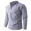 Men's Fleece-Lined Half-Zip Stand-Up Collar Knit Pullover for Autumn/Winter