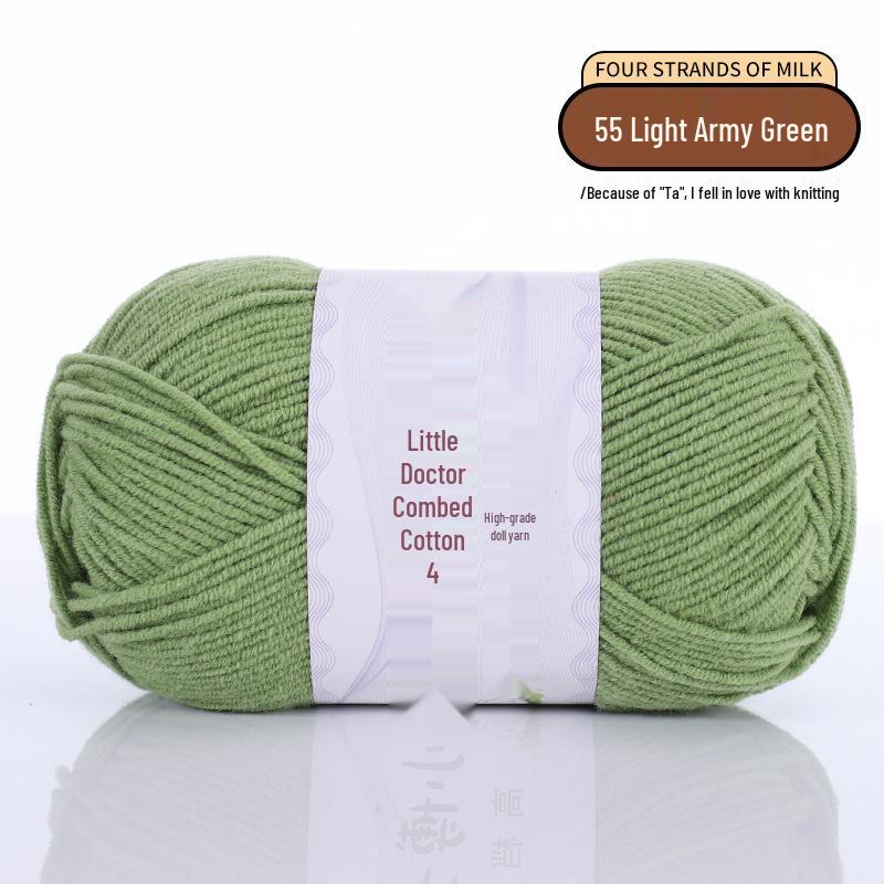 40g 4-Ply Combed Milk Cotton Yarn - Little Doctor, Medium-Thick for DIY Knitting Projects: Dolls, Cushions, Blankets
