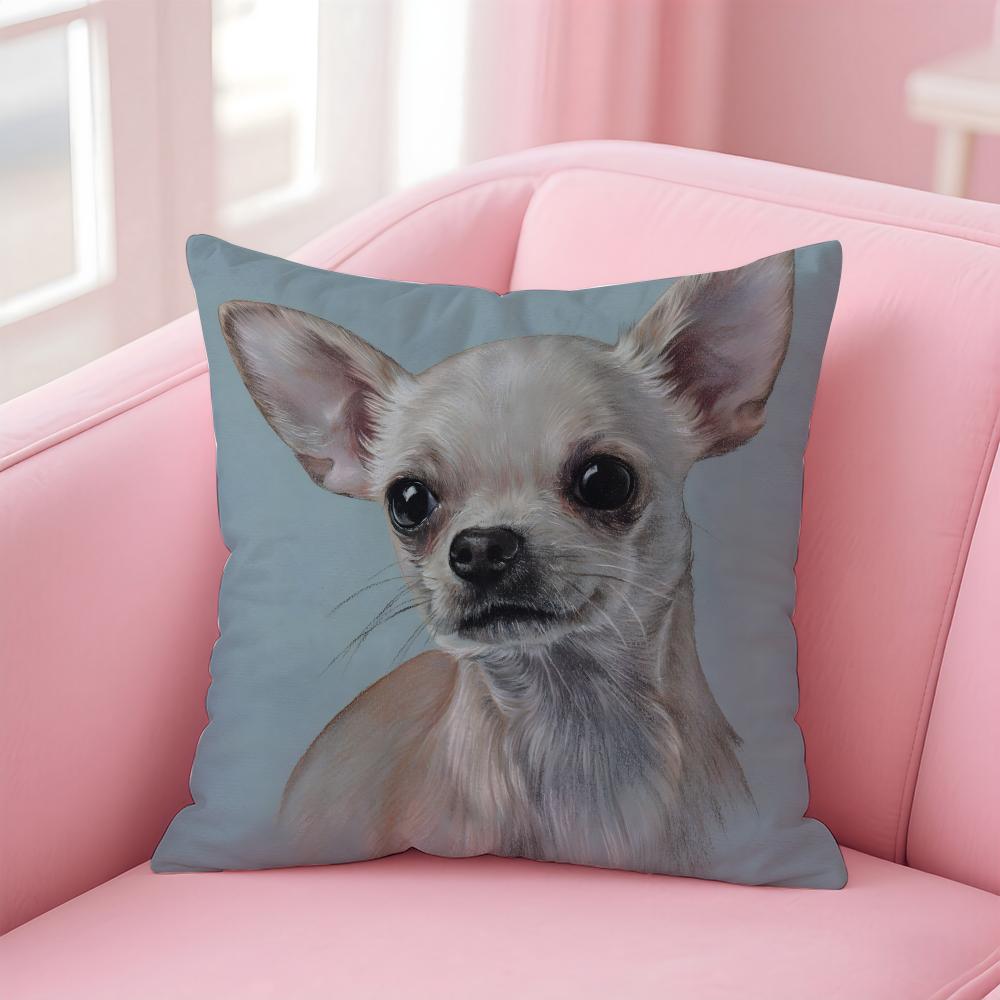 NICE CUTE Chihuahua dog Cushion Cover Pillow Case Soft Friendly Fabric  Concealed Zipper