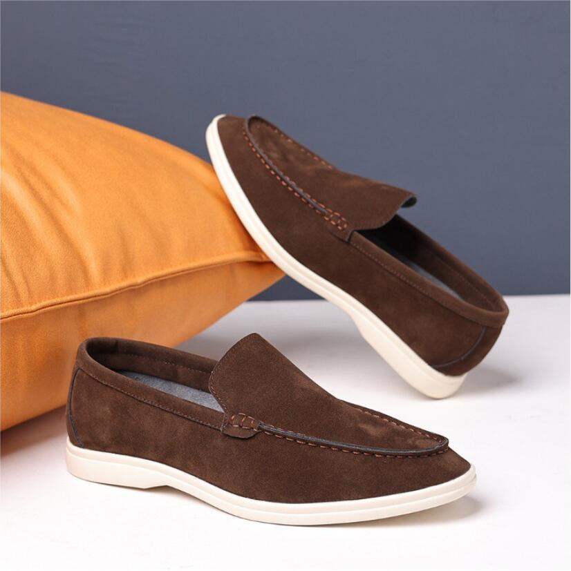 Scarpe Casual da Uomo Slip-on Pelle Scamosciata Uomo Loafers Classici alla Moda Mocassini Uomo Piatte da Esterno per Guidare
