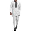 S-4XL Men Dashiki Long Clothes Shirt Trouser Set Mens 2 Pieces Outfit Suit Traditional Male Clothes T-shirt Pant Suits for Men