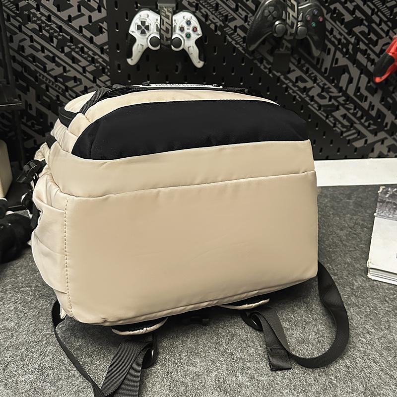 Contrast Color Backpack Men's Lightweight Travel Backpack Large Capacity Student Schoolbag