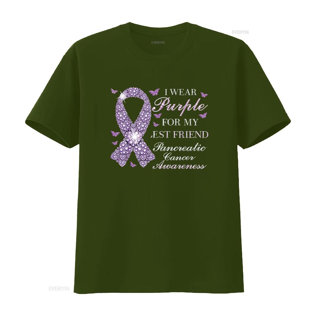 Womens I Wear Purple For My Best Friend Pancreatic Cancer Awareness T Shirt Black 2X Large vintage Washed streetwear Breathable