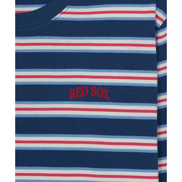 MLB Boston Red Sox Color Block Striped Long Sleeve Cotton Casual T-Shirt Unisex Tops 3ATSV0664-43NYM
