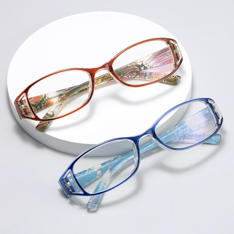 Women Fashionable Reading Glasses Stripes Printed Reading Glasses Anti Blue Light Eyewear Rectangle Presbyopia Eyeglasses