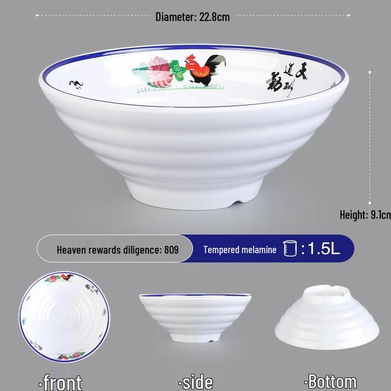 Melamine Ramen Bowl: Porcelain-Like, Large Mala Tang Soup & Noodles Bowl for Wontons & Luosifen