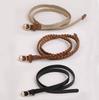 New Women's Simple and Versatile Braided Round Buckle Belt Pp Grass Woven Brown Belt Natural Style Casual Women's Belt