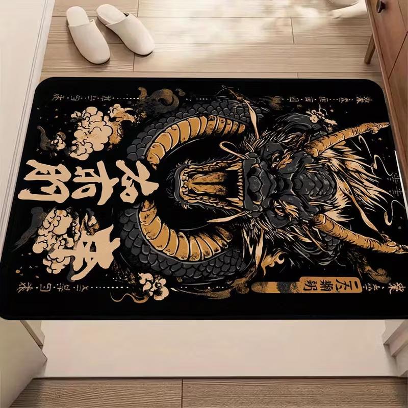 

Golden Dragon Welcome Door Mat Indoor and Outdoor Dual Use Anti Slip Entry Mat Hand Decor Mat Home Doors Wear Resistant Durable 50X80cm