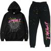 Womens Casual Hooded Tracksuit Set Geometric Print Loose Fit Long Sleeve 2 Piece Sportswear
