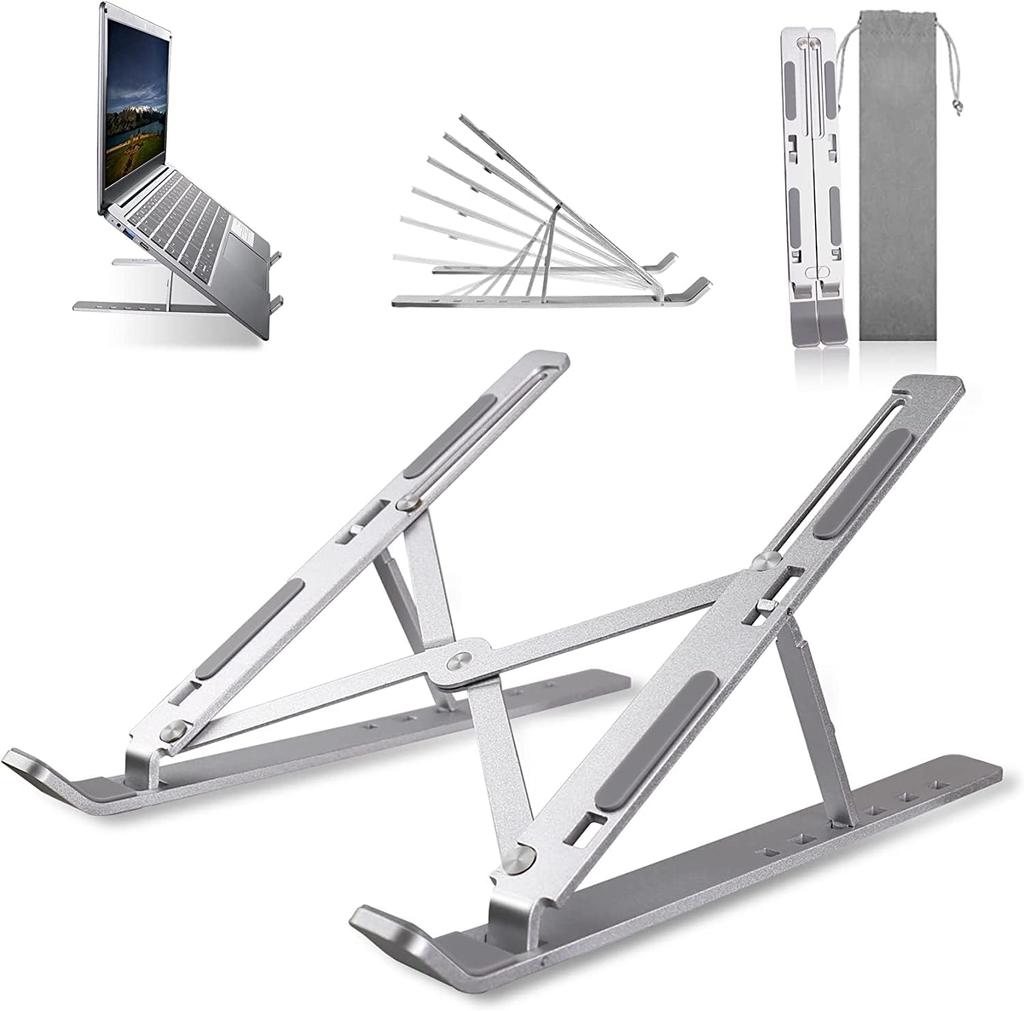 SGIN Laptop Adjustable Computer Tablet Laptop PC High Improves Relieves Back Pain and Easy to Aluminum Silver Stand, 6-Level Height, Stand, Stand,