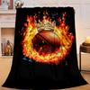 1PC Basketball Crown Fire Sport Flannel Blanket Gift, Suitable for Both Men And Women, Soft Ideal for Beds And Sofa, Birthday Or Christmas Gift