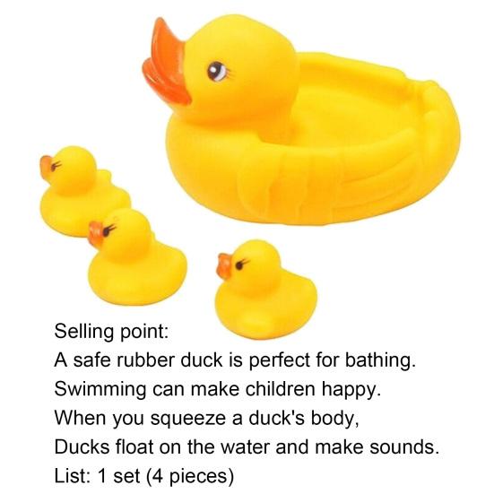 4Pcs Toy Ducks Cute Cartoon Shape Yellow Baby Toy Ducks for Shower