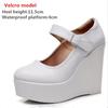 Women Wedges Shoes Woman Increasing Height Shoes Buckle Strap High Heel Shoes Ladies Waterproof Platform Leather Shoes 33-43