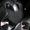PU Leather Car Armrest Mat Wave Embroider Center Console Pad Arm Rest Protection Cushion Auto Armrests Storage Box Cover Pad