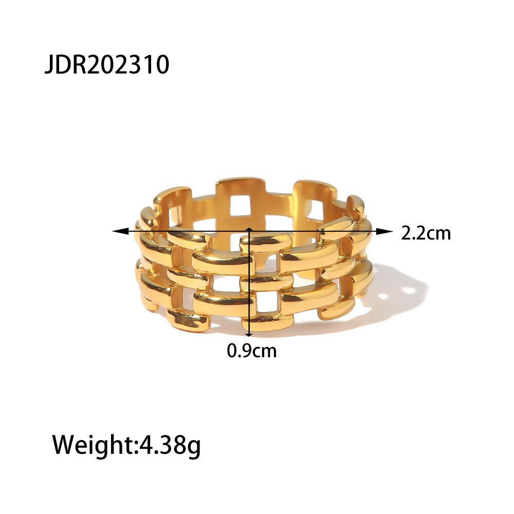 Inspired Titanium Steel 18K Gold Ring - Luxurious, Non-Fading Stainless Steel Design for Women