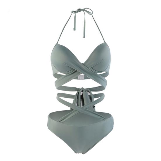 Damen Badeanzug Set 2025 - Leoparden Print Bandage Bikini Mit Bauchweg Effekt