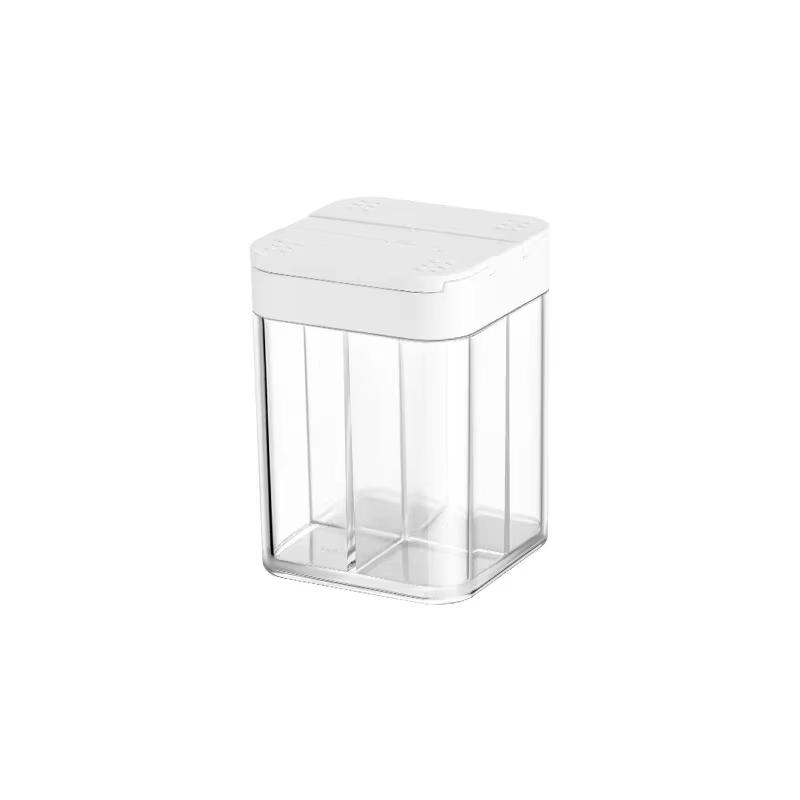 

4-In-1 Plastic Transparent Salt Pepper Spice Jar BBQ Seasoning Tools Kitchen Storage Box with Lid Sliding Cover Spice Container белый