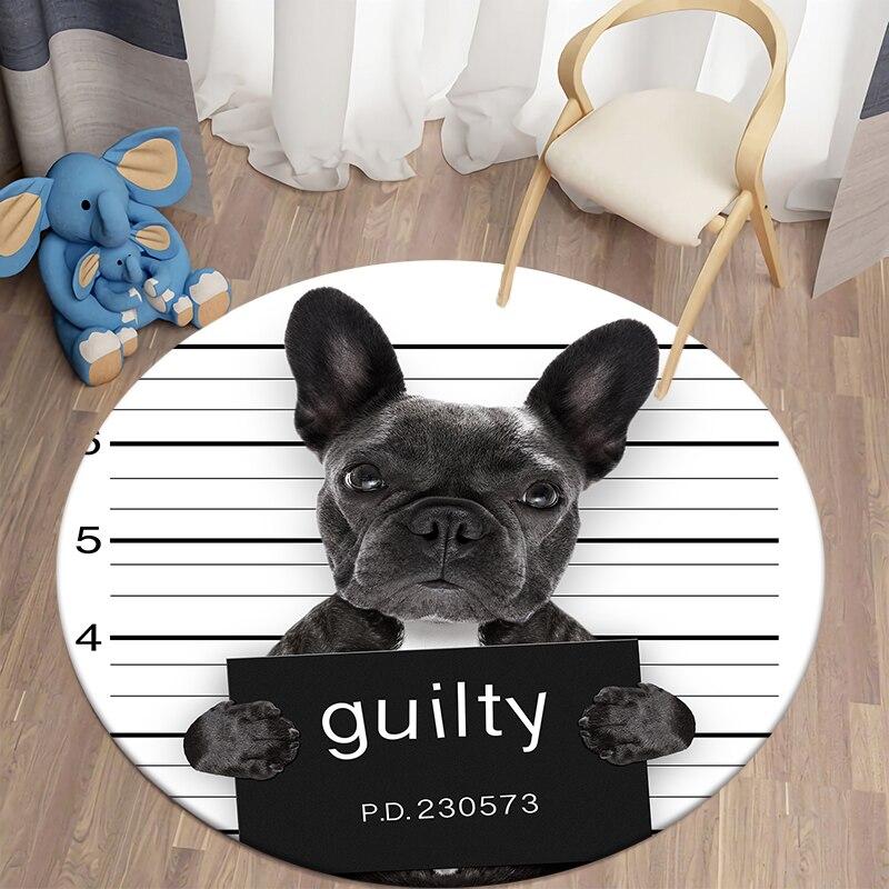 Black Cat Kawaii HD Printed Round Carpet for Living Room Rugs Camping Picnic Mats Flannel Anti-Slip Rug Yoga Mat Stranger Things