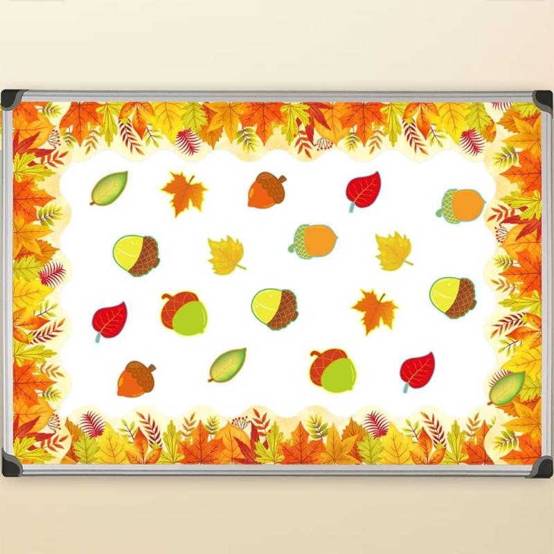 10m Bulletin Board Borders Autumn Classroom Blackboards Maple Leaf Border Trim Decoration for Poster Boards Decoration