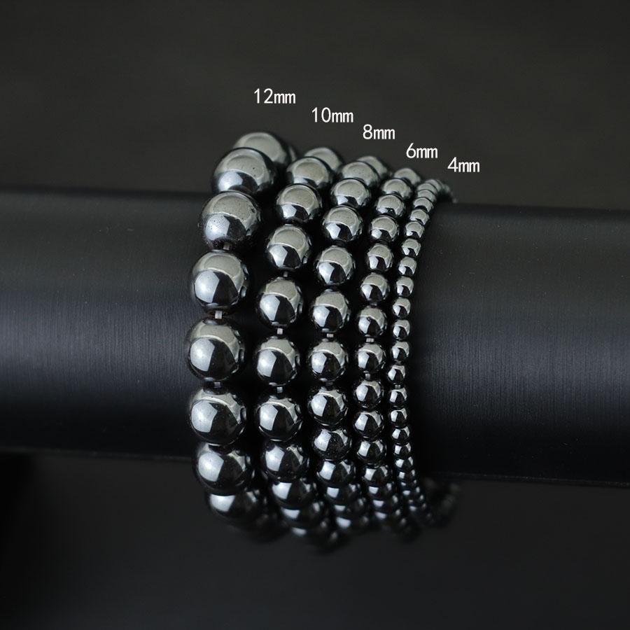 Minimalist 4/6/8/10/12mm Natual Hematite Stone Bracelet For Men Meditation Healing Braclet Black Round Strand Braslet Pulseria