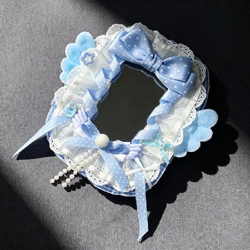 5.8cm Creative Design Kawaii Badge Pin Displaying Holder Sweet Lace Star Protector with Lanyard Fashoin Badge Clip Cover Case