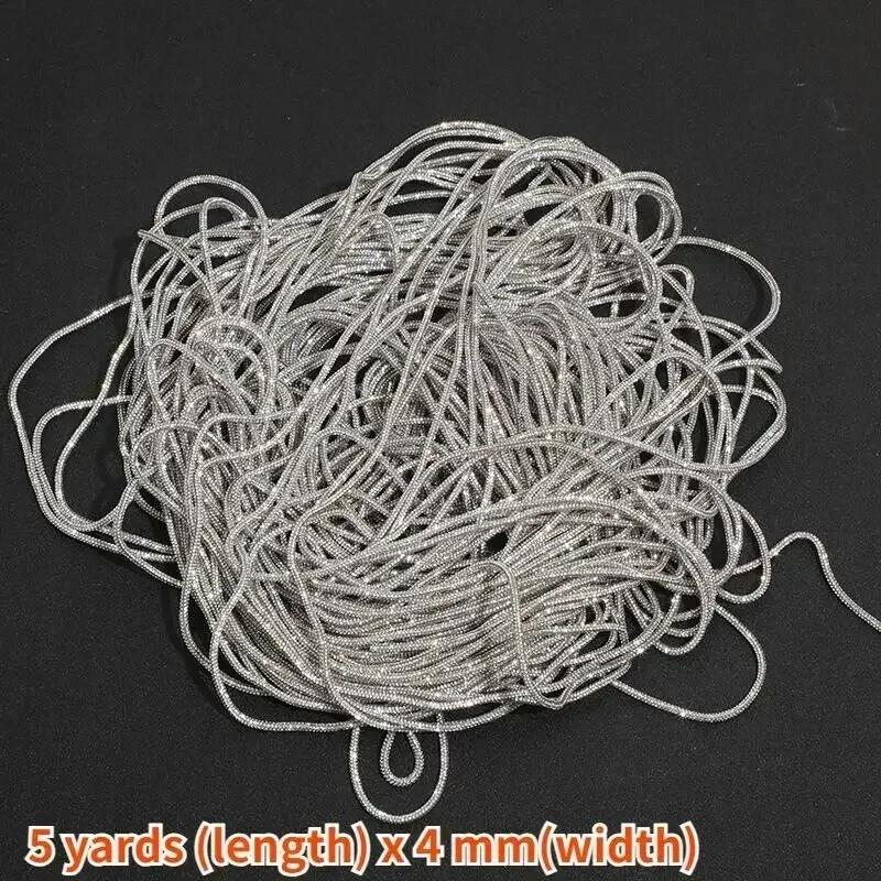 Silver Rhinestone Cotton Cord 1/5/10/20/30/50 Yards Shimmering Thick Crystal Rope for Diy Bag Shoe and Garment Decoration