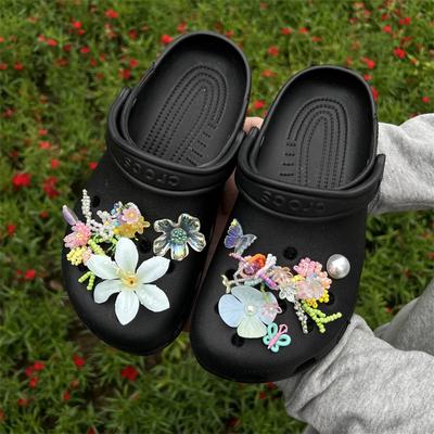 2025 New Style, DIY Shoe Buckle for Cave Shoes, Colorful Butterfly, Seaweed Bead Chain, Shoe Flower, Decorative Buckle, Detachable, Shoe Accessories