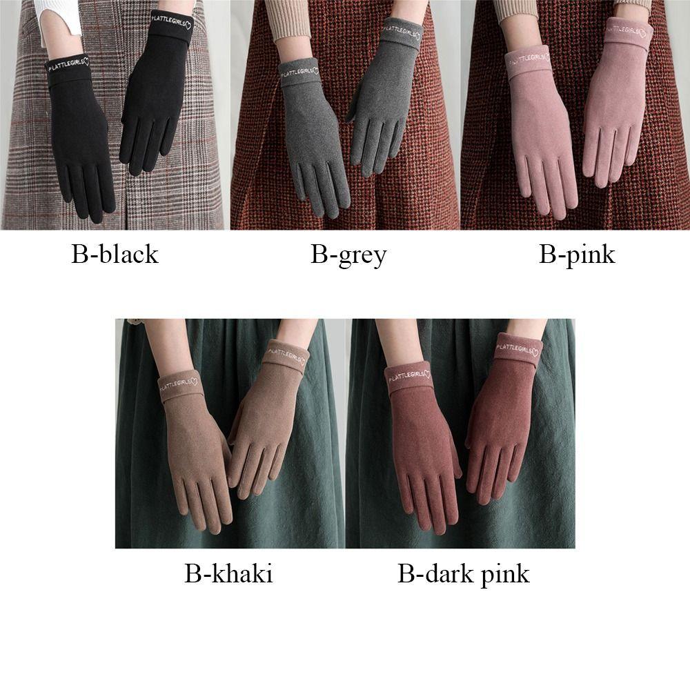 Thin Velvet Warm Gloves Touch Screen Mittens Fashion All Finger Gloves Outdoor