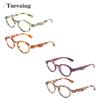 Turezing 4 Pack Reading Glasses Men Women Round Flower Frame PC Spring Hinge HD Eyeglasses for Reading