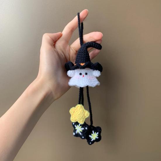 Halloween Pendant 3D Soft Plush Ghost Crochet Kit Festive Holiday Pendant Decoration Whimsical Halloween Accessories