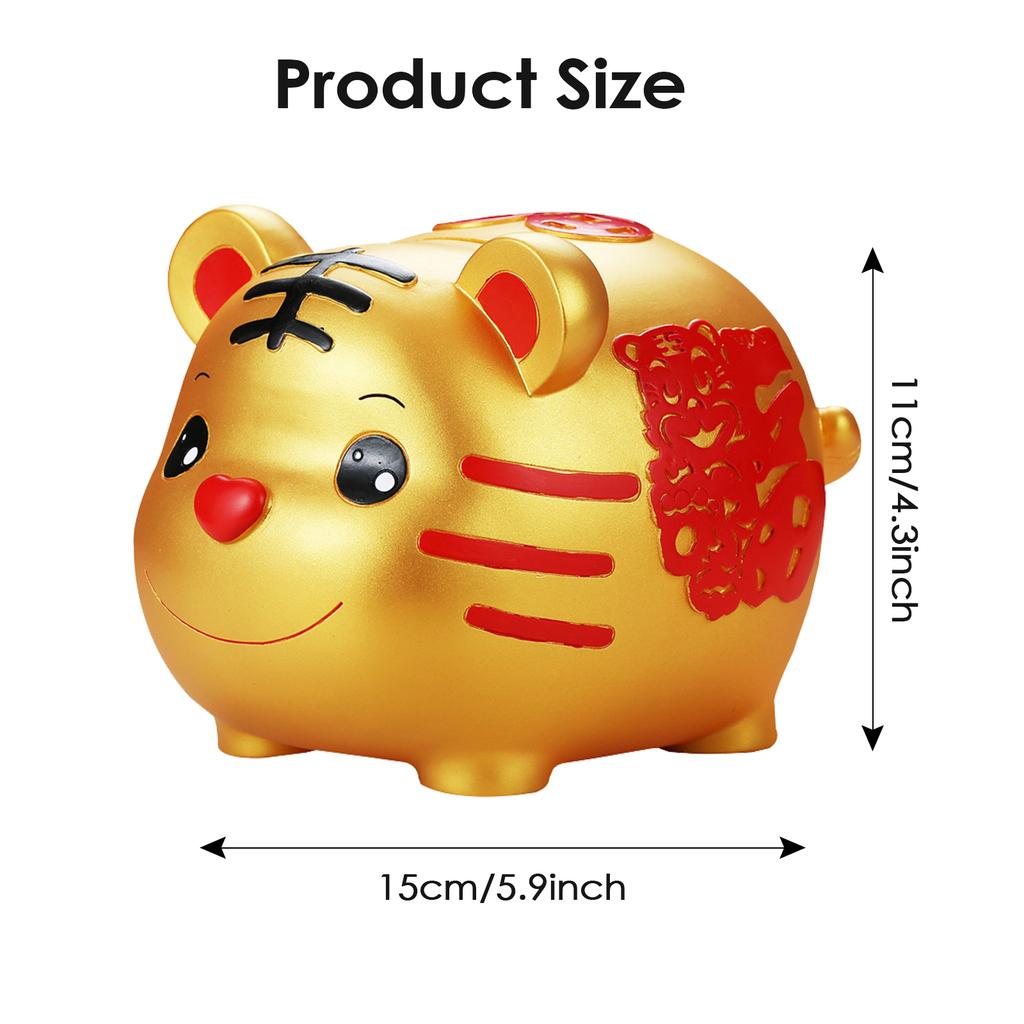 BESPORTBLE 2PCS Zodiac Tiger Shape Piggy Bank Cartoon Tiger Storage Coin Bank Home Adornment Home Decoration
