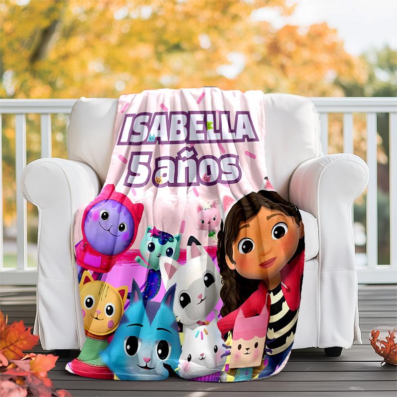 Gabby's Dollhouse printed throw blanket—lightweight,soft,warm;versatile blanket for all seasons—perfect as &air-conditioning throw,nap blanket