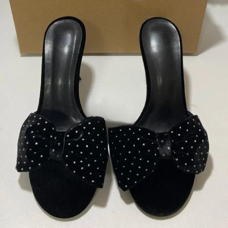 Vintage Fashion Women's Summer Sandals Rhinestone Large Size Elegant Slingback Summer High Heeled Shoes for Female