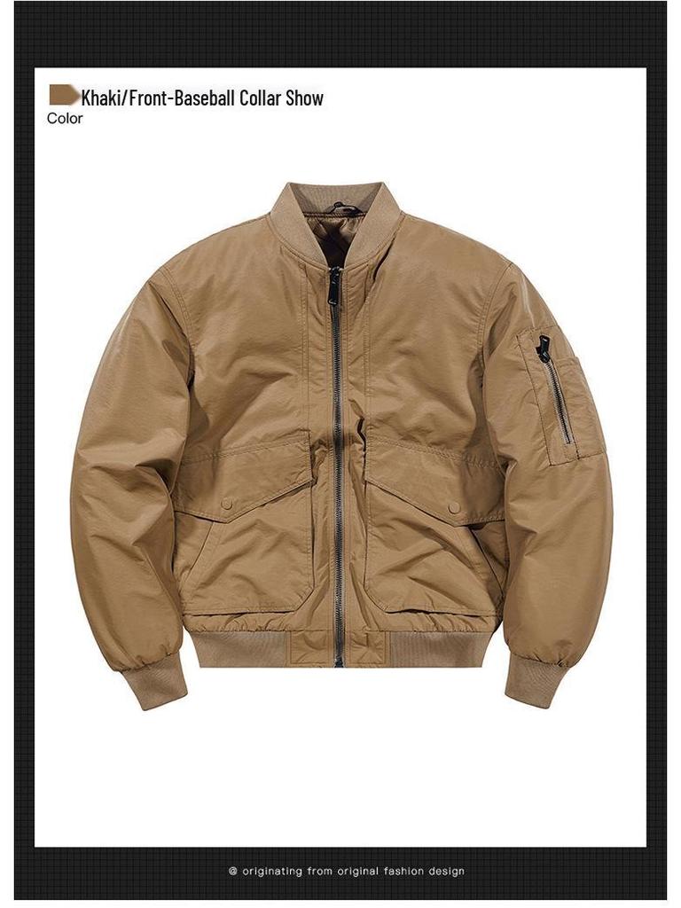 Men's Flight Jacket: Winter Thickened Velvet, Detachable Lapel, Outdoor Casual Style for Autumn & Winter
