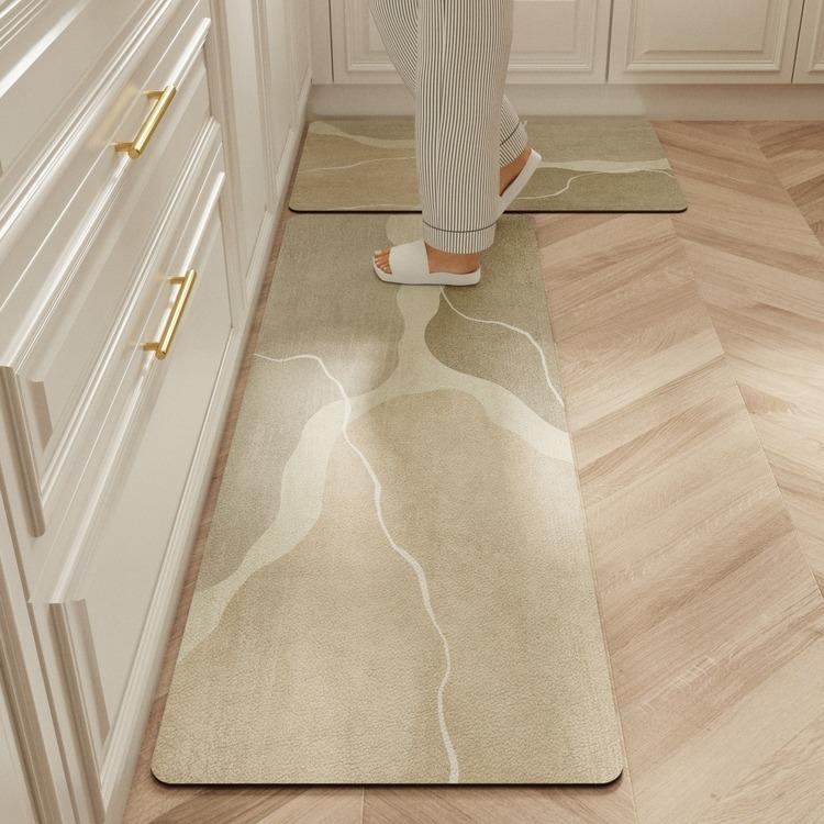 Carpet for Kitchen Waterproof Floor Mat Beige Carpets Pvc Leather Non-slip Oil-proof Long Foot Mats Home Decoration Rug Balcony