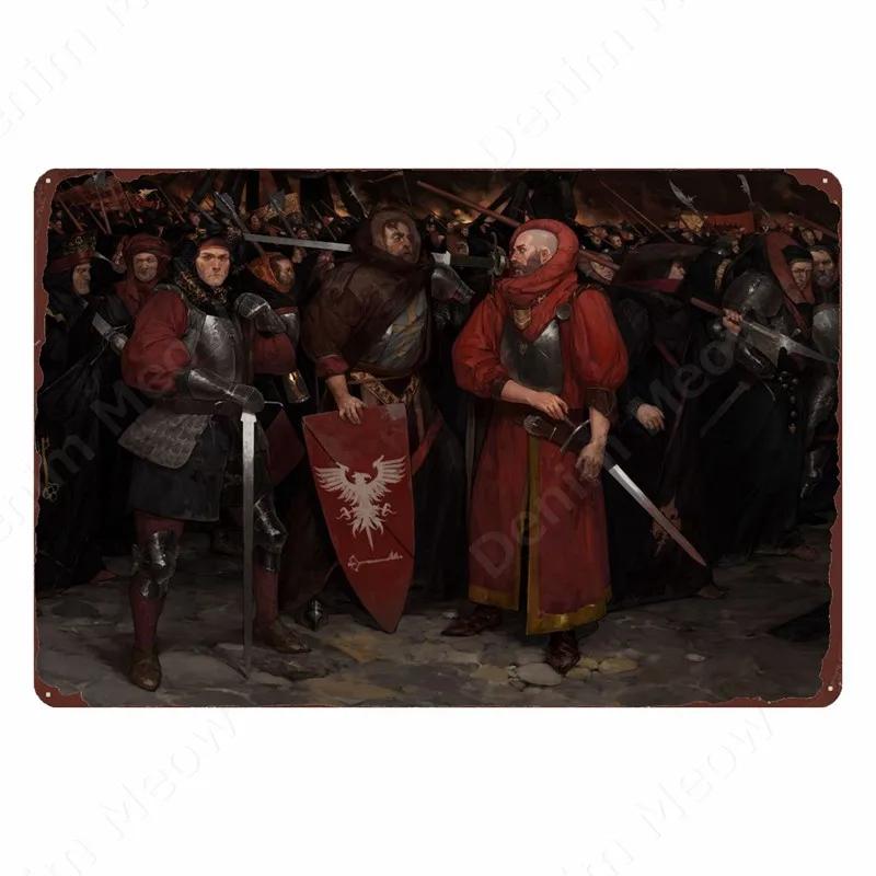 The Crusaders Vintage Metal Tin Sign, Bar, Club, Cafe, Home, Bedroom, Wall Decoration, Cruciata Art Poster, Catholicism Plaqu